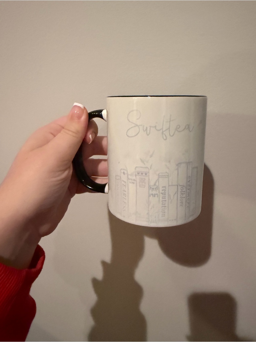 Taylor Swift White Ceramic 'Swiftea' Bookstack Mug with Black Handle